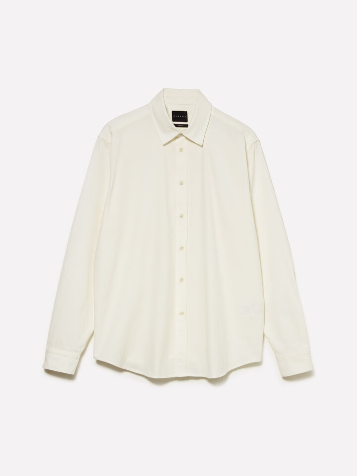 Camicia bianca in velluto a costine - camicie regular da uomo - Bianco Panna | Sisley image number 1